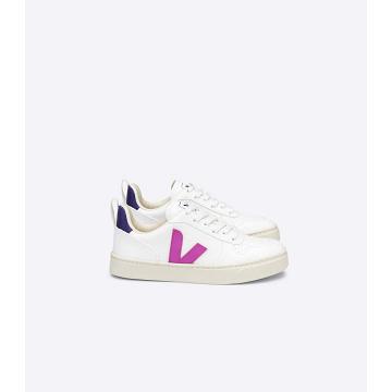 Veja V-10 LACES CWL Kids' Shoes White/Purple | NZ 793MQZ